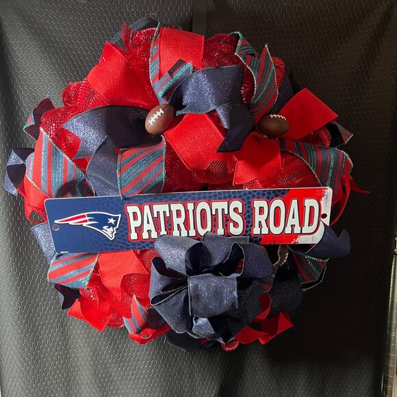 Angelic Wreaths By Diane Other - New England Patriots Deco Mesh Wreath